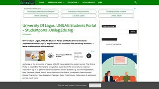 University Of Lagos, UNILAG Students Portal – Studentportal.Unilag ...