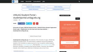 UNILAG Student Portal – studentportal.unilag.edu.ng - Eduinformant
