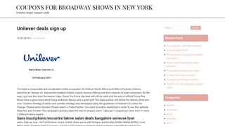 Unilever deals sign up - Coupons for broadway shows in new york