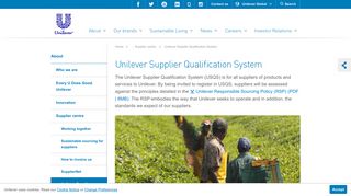 Unilever Supplier Qualification System | About | Unilever global ...