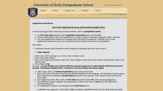 Application Instructions - University of Ilorin, Ilorin