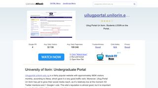 Uilugportal.unilorin.edu.ng website. University of Ilorin: Undergraduate ...