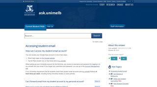 Accessing student email - ask.unimelb Home - University of Melbourne