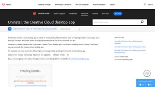 Uninstall the Adobe Creative Cloud desktop application