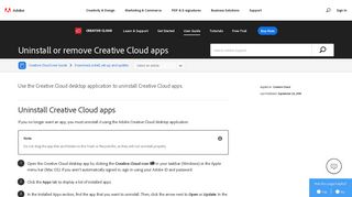 Uninstall or remove Creative Cloud apps - Adobe Help Center