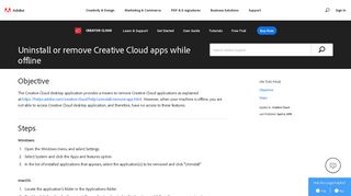 Uninstall or remove Creative Cloud apps while ... - Adobe Help Center