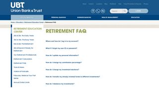 Retirement FAQ | Union Bank & Trust