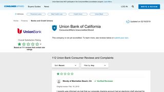 Top 111 Reviews and Complaints about Union Bank