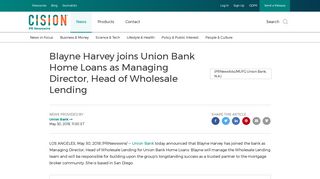 Blayne Harvey joins Union Bank Home Loans as Managing Director ...