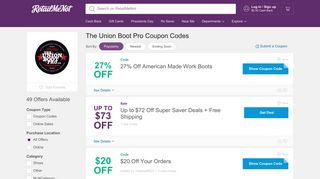 27% Off The Union Boot Pro Coupon, Promo Codes - RetailMeNot