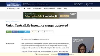 Union Central Life Insurance merger approved - Cincinnati Business ...