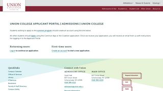 Union College Applicant Portal | Admissions | Union College