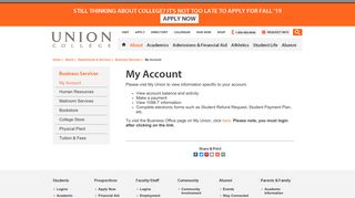 My Account | Union College