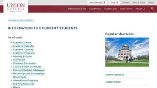 Information for Current Students | Union College