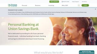 Best personal banking services - Union Savings Bank, Connecticut