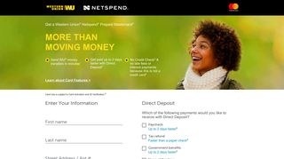 Sign Up Now | Western Union Netspend Prepaid Mastercard