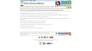 About Us | Prepaid Phone Cards | International ... - Union Telecard