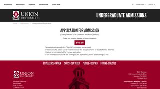 Undergraduate Applications | Union University, a Christian College in ...