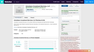 Unionbanc Investment Services, LLC Reviews | Financial Advisory Firm