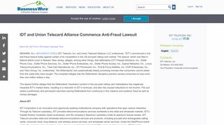 IDT and Union Telecard Alliance Commence Anti-Fraud Lawsuit ...
