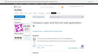 Unipass Login and dot.net web application - Microsoft