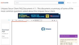 Unipass Secur Client FAQ Document v1.1. This document a summary ...
