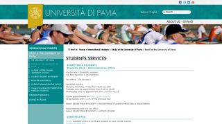 STUDENTS SERVICES - Università degli studi di Pavia
