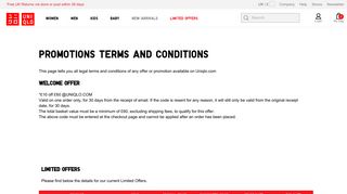 Promotions Terms and Conditions - Uniqlo