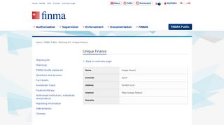 FINMA - Unique Finance