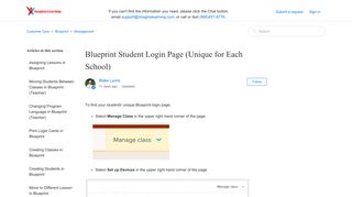 Blueprint Student Login Page (Unique for Each School) - Customer Care