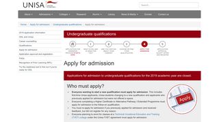 Apply for admission - Unisa