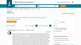 Unisa Inc | Complaints | Better Business Bureau® Profile
