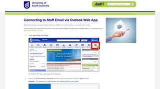 AskIT: Connect to Staff Email (OWA) - University of South Australia