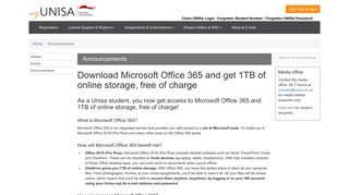 Download Microsoft Office 365 and get 1TB of online storage ... - Unisa