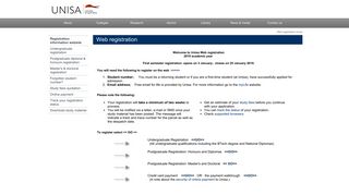 Unisa online - Web registration