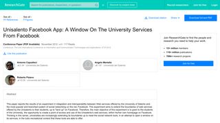 (PDF) Unisalento Facebook App: A Window On The University ...