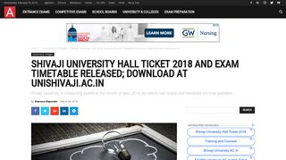 Shivaji University Hall Ticket 2018 and Exam Timetable Released ...