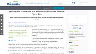 Unison Public Sector Health Plan is Now ... - Business Wire