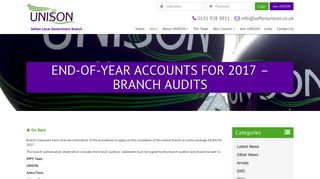 End-of-year accounts for 2017 – branch audits - Sefton Unison