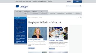 Employer Bulletin - July 2018 | UniSuper