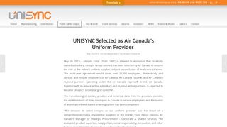 UNISYNC Selected as Air Canada's Uniform Provider – http://www ...