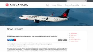 Air Canada's New Uniforms Recognized Internationally for Best ...