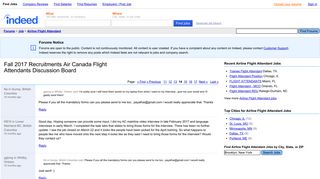 Fall 2017 Recruitments Air Canada Flight Attendants Discussion ...