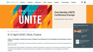 Join us for the One Identity UNITE Partner and User Conference - Nice ...