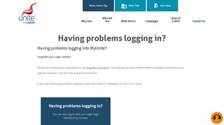 Having problems logging in? You can also log in ... - Unite The Union