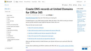 Create DNS records at United Domains for Office 365 | Microsoft Docs