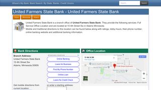 United Farmers State Bank in Adams Minnesota - 15 4th Street Sw ...