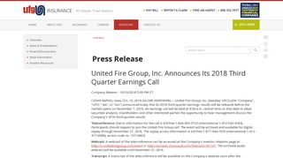 Press Release | UFG Insurance | United firegroup