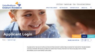 Applicant Login | UnitedHealthcare Children's Foundation