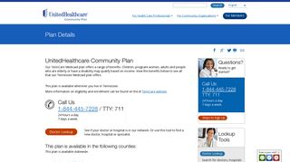 Tennessee - UnitedHealthcare Community Plan - Plan Detail